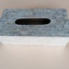 Tissue box wit schelp.
 7x24,5x12,5 cm.